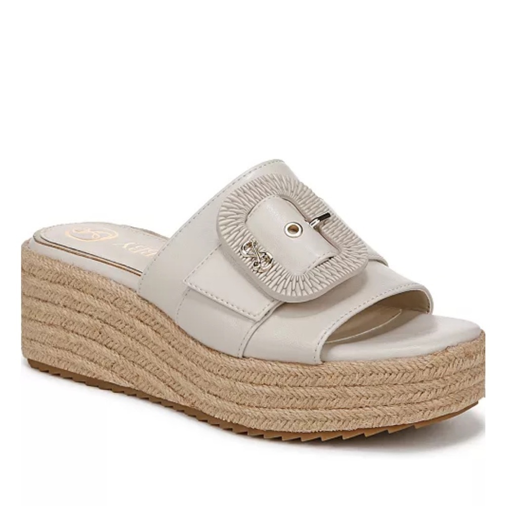 Sam & Libby Crysta Elegant Cream Espadrille Wedge Sandals Size 8.5